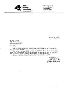Jeff Frederiksen Letter (August, 20 1979)